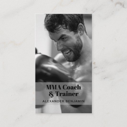 MMA Coach & Trainer Foto QR Code Visitekaartje (Voorkant)