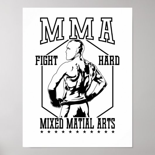 MMA "Fight Hard" Kämpfer Poster (Voorkant)
