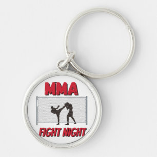 MMA Fight Night tekst en Silhouette van twee vecht Sleutelhanger