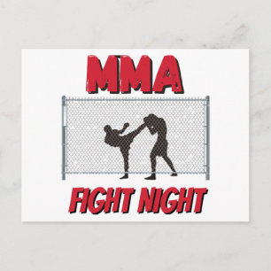 MMA Fight Night text and Silhouette of Two Fighter Briefkaart