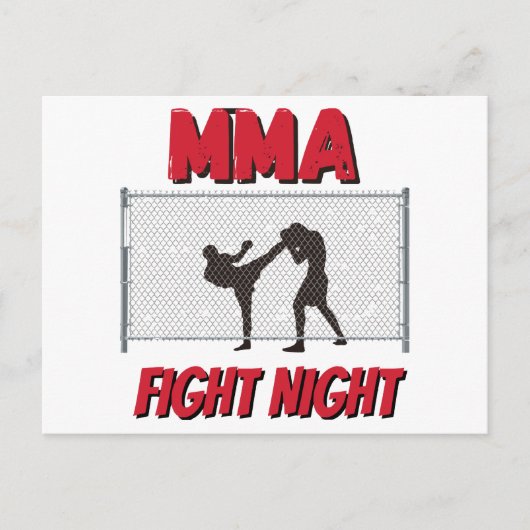 MMA Fight Night text and Silhouette of Two Fighter Briefkaart (Voorkant)