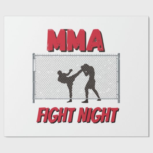 MMA Fight Night text and Silhouette of Two Fighter Cadeaupapier (Vlak)