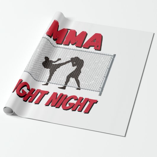 MMA Fight Night text and Silhouette of Two Fighter Cadeaupapier (Uitgerold)
