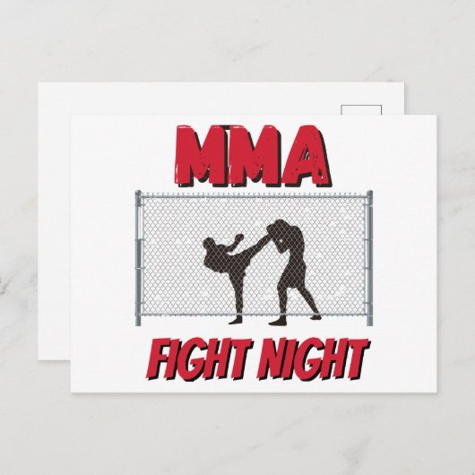 MMA Fight Night text and Silhouette of Two Fighter Feestdagenkaart (Voorkant / Achterkant)