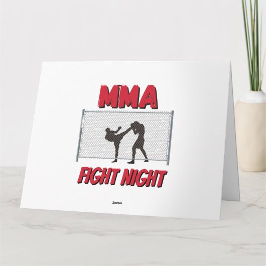 MMA Fight Night text and Silhouette of Two Fighter Kaart (Achterkant)