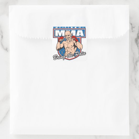 MMA Fighter Vierkante Sticker (Tas)