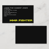 MMA FIGHTER VISITEKAARTJE YELLOW OP BLACK (Voorkant / Achterkant)