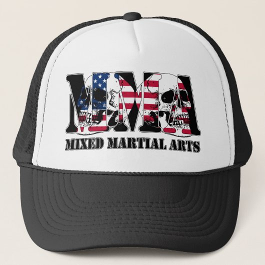 MMA Gemengde Martial Arts Japan Flag & Skulls Trucker Pet (Voorkant)