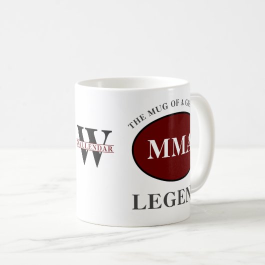 MMA Legend Monogram Jouw naam Verjaardag toevoegen Koffiemok (Voorkant rechts)