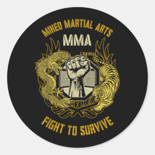 MMA Mixed Martial Arts Kooi Dragon Fist Tiger BJJ Ronde Sticker