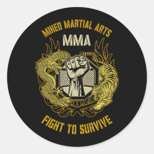 MMA Mixed Martial Arts Kooi Dragon Fist Tiger BJJ Ronde Sticker