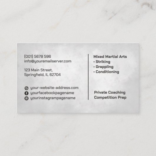 MMA - Mixed Martial Arts Training Visitekaartje (Achterkant)