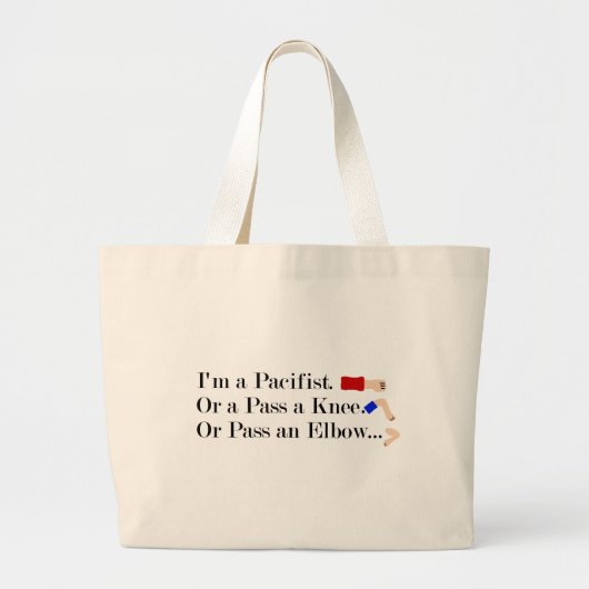 MMA Pacifist Humor Design Grote Tote Bag (Voorkant)