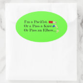 MMA Pacifist Humor Design Ovale Sticker (Tas)