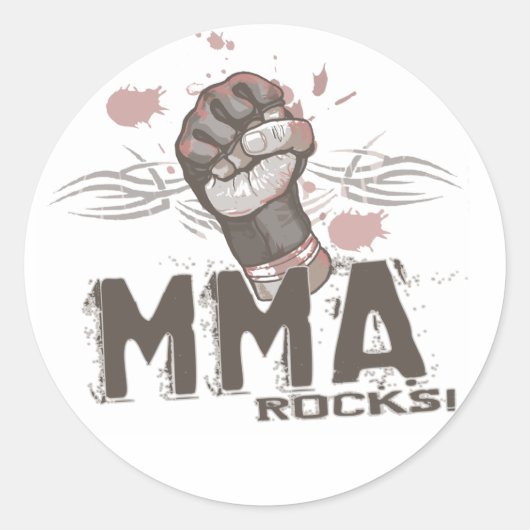 MMA Rocks Ronde Sticker (Voorkant)