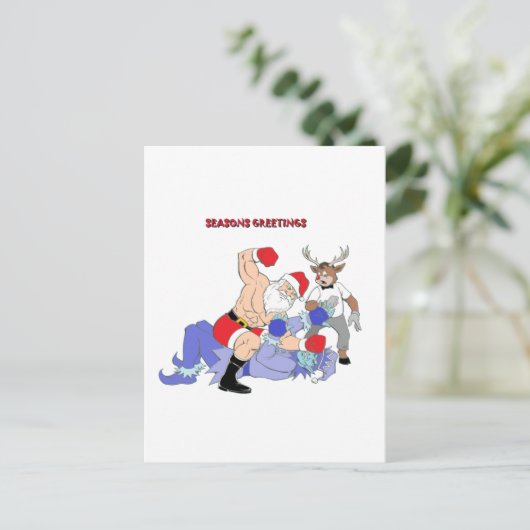 MMA Santa vs Jack Frost Feestdagenkaart (Staand voorkant)