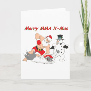 MMA Santa vs. Yeti Snow Monster Feestdagen Kaart