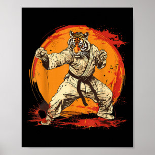 MMA Tijger Waterverf Taekwondo Kickboksen Martial Poster