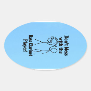 Mminder niet met de Bass Clarinet Player Oval Stic Ovale Sticker