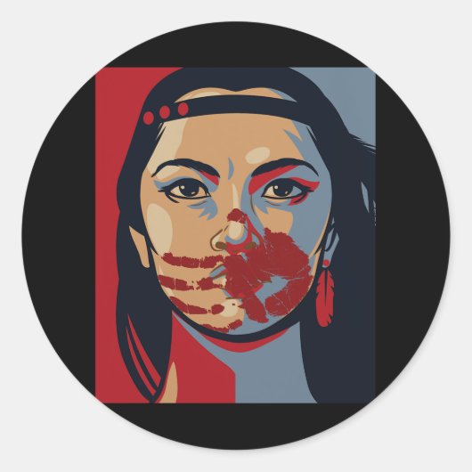 MMIW Bewustzijn Inheemse Vrouw Kunst Gestolen Zust Ronde Sticker (Voorkant)