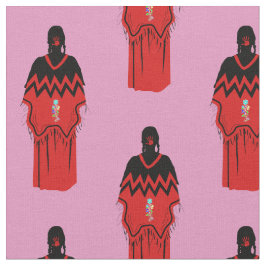 MMIW Kwe met Red Hand Pattern Pink Fabric Stof