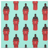 MMIW Kwe met Red Hand Pattern Turquoise Stof (Swatch)