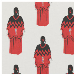 MMIW Kwe met Red Hand Pattern White Fabric Stof