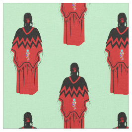 MMIW Kwe Red Hand Pattern Light Green Stof