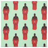 MMIW Kwe Red Hand Pattern Light Green Stof (Swatch)