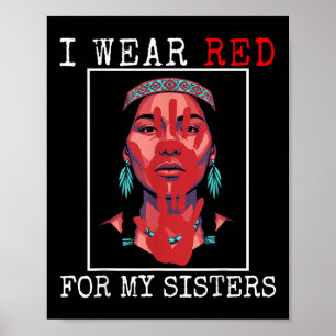 Mmiw Native Indiaan Amerikaanse Draag Rode Kleren  Poster