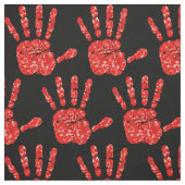 MMIW Red Hand Jeweled Pattern Black Stof (Swatch)
