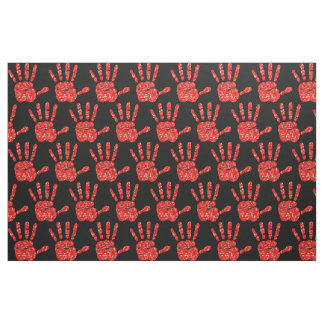 MMIW Red Hand Jeweled Pattern Black Stof