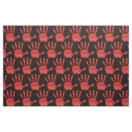 MMIW Red Hand Jeweled Pattern Black Stof (Fat Quarter)