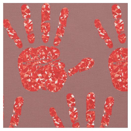 MMIW Red Hand Jeweled Pattern Brick Red Stof (Close Up)