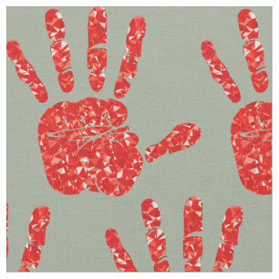 MMIW Red Hand Jeweled Pattern Grey Green Stof