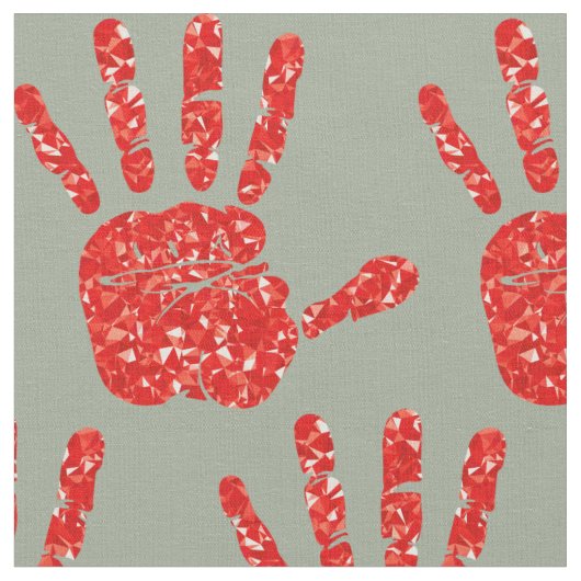 MMIW Red Hand Jeweled Pattern Grey Green Stof (Close Up)