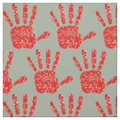 MMIW Red Hand Jeweled Pattern Grey Green Stof (Swatch)