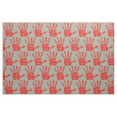 MMIW Red Hand Jeweled Pattern Grey Green Stof (Fat Quarter)