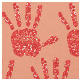 MMIW Red Hand Jeweled Pattern Salmon Stof