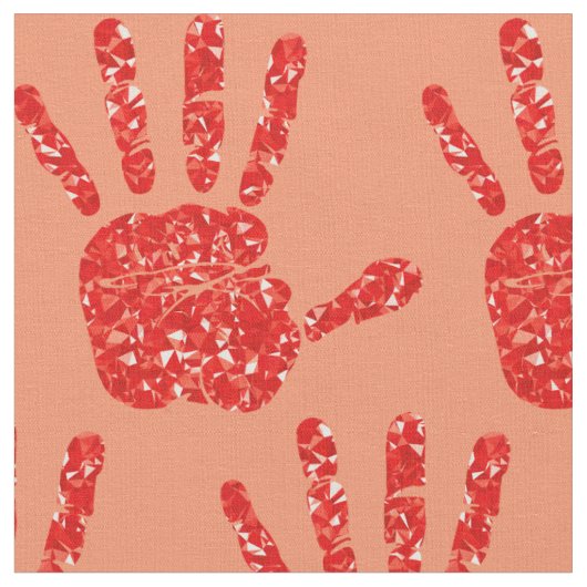 MMIW Red Hand Jeweled Pattern Salmon Stof (Close Up)