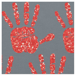 MMIW Red Hand Jeweled Pattern Slate Blue Grey Stof