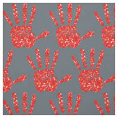 MMIW Red Hand Jeweled Pattern Slate Blue Grey Stof (Swatch)