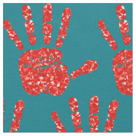 MMIW Red Hand Jeweled Pattern Turquoise Stof
