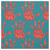 MMIW Red Hand Jeweled Pattern Turquoise Stof (Swatch)