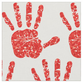 MMIW Red Hand Jeweled Pattern White Fabric Stof