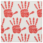 MMIW Red Hand Jeweled Pattern White Fabric Stof (Swatch)