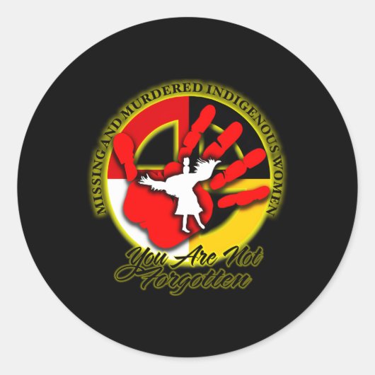 MMIW Vermist en Ed Inheems En Ronde Sticker (Voorkant)
