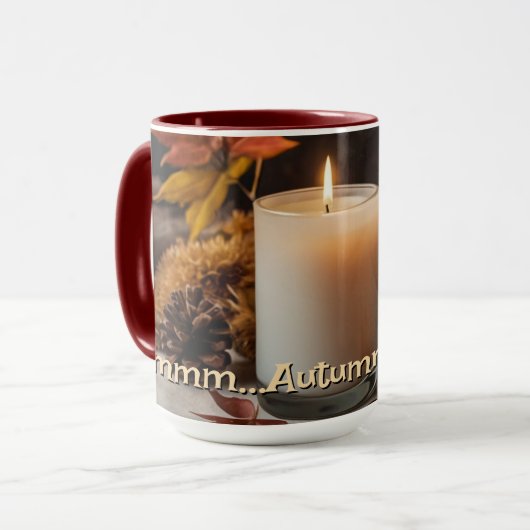Mmmm Autumn Goodness Gepersonaliseerde herfst-them Mok (Voorkant links)