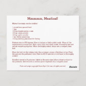 Mmmmm, Meatloaf! Ontvangkaart Briefkaart (Achterkant)