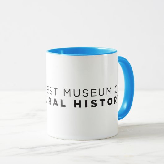 MMNH Blue White Logo Mok (Voorkant rechts)